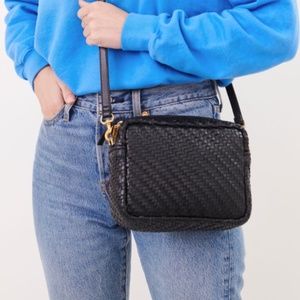 Clare V Midi Sac Black Zig Zag Woven Leather